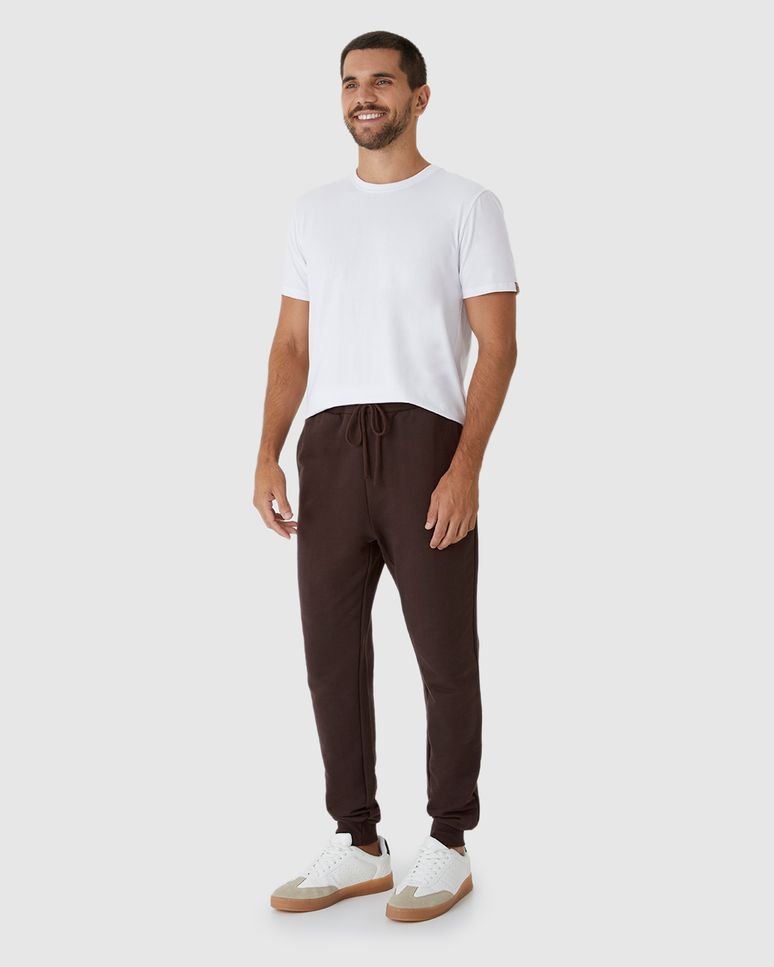 Calça Básica Masculina Jogger Em Moletom Sem Flanela