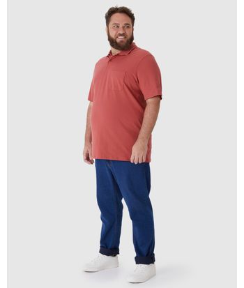 Camisa Polo Básica Masculina Plus Size Bolso Frontal Em Piquet Stretch