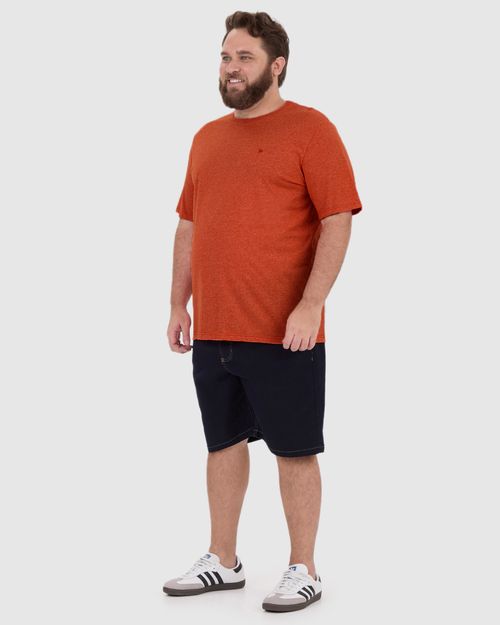 Camiseta Básica Masculina Plus Size Decote Redondo Em Malha Rajada