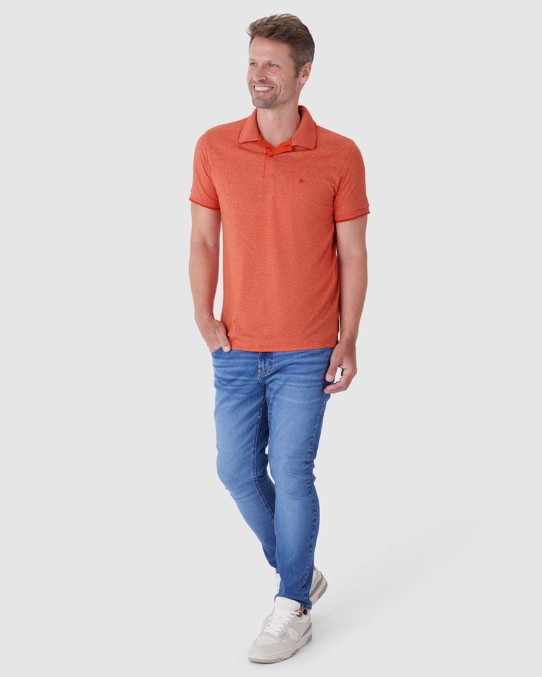 Camisa Polo Básica Masculina Slim Em Malha Rajada