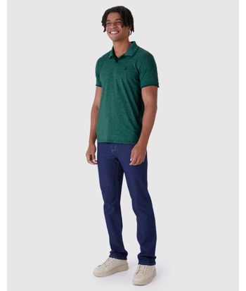 Camisa Polo Básica Masculina Slim Em Malha Rajada