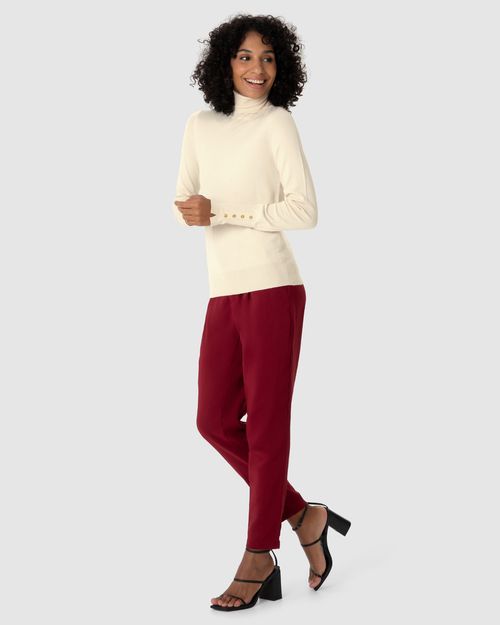 Suéter Feminino Punho Com Botões Em Tricô