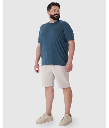 Camiseta Básica Masculina Plus Size Com Bordado Em Malha Botonê