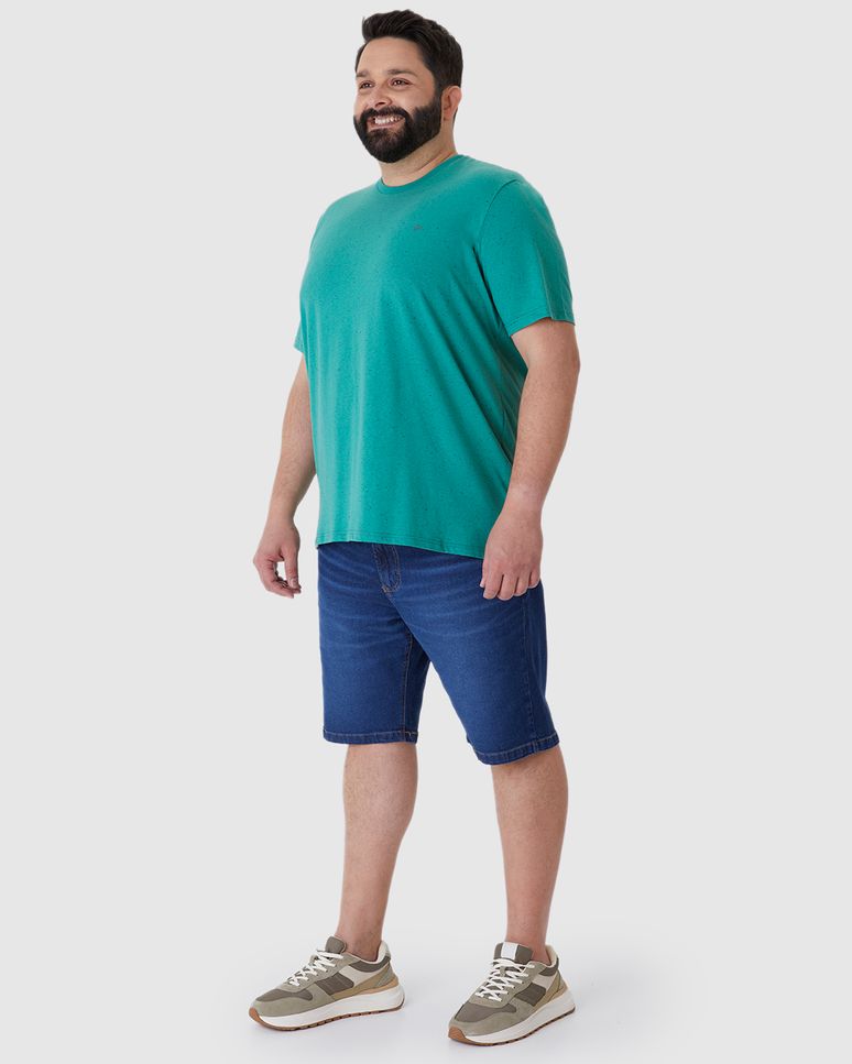 Camiseta Básica Masculina Plus Size Com Bordado Em Malha Botonê