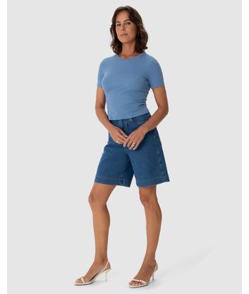 Blusa Básica Feminina Decote Redondo Em Ribana