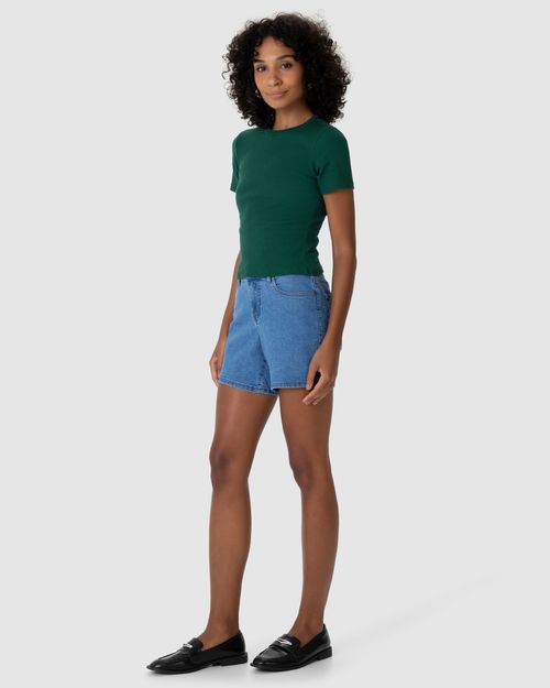 Blusa Básica Feminina Decote Redondo Em Ribana
