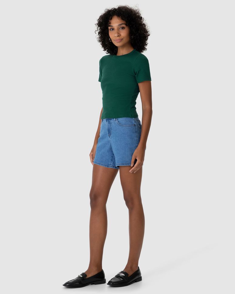 Blusa Básica Feminina Decote Redondo Em Ribana