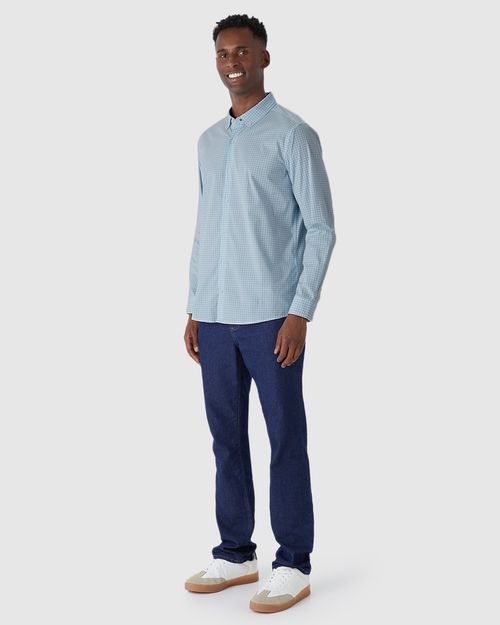 Camisa Masculina Regular Manga Longa Botões Frontais Em Tricoline