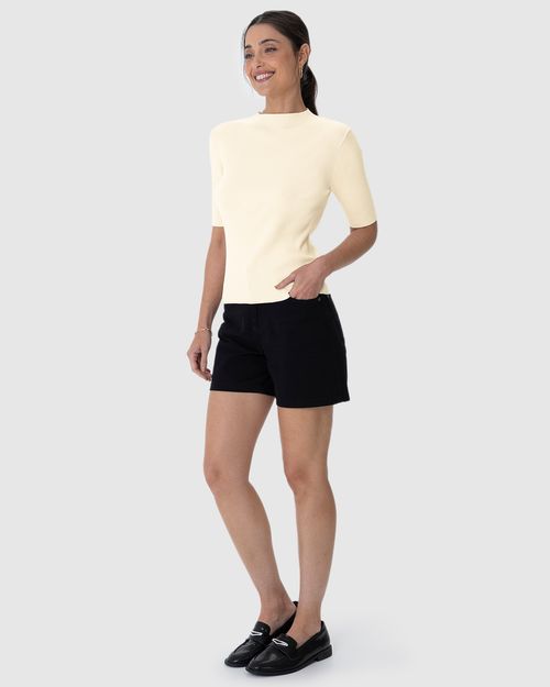Blusa Básica Feminina Manga 3/4 Em Tricô