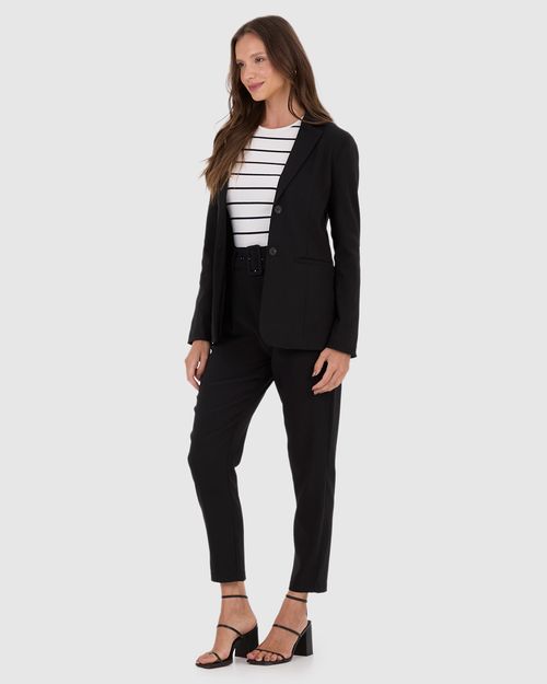 Blazer Feminino Alongado Em Tecido Viscose Com Elastano