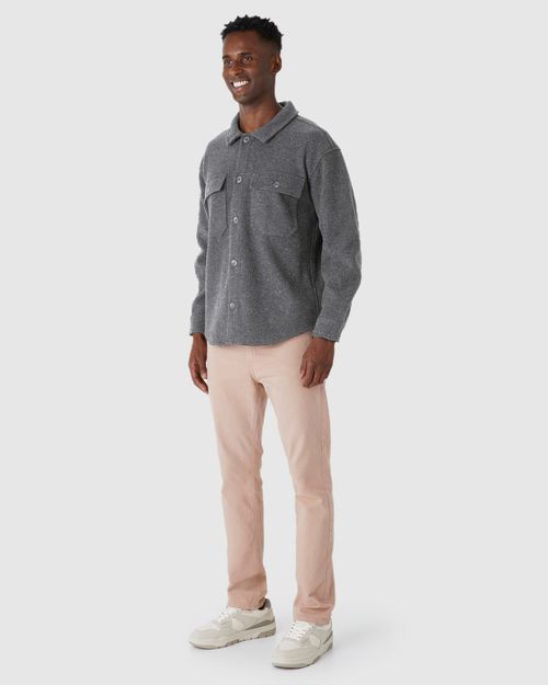 Jaqueta Masculina Estilo Camisa Bolso Funcional Em Lã Batida