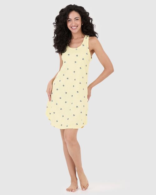 Camisola Feminina Sem Manga Estampada Em Algodão