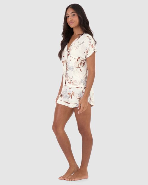 Pijama Feminino Blusa Botões Frontais E Bolso Funcional Em Viscose Stretch