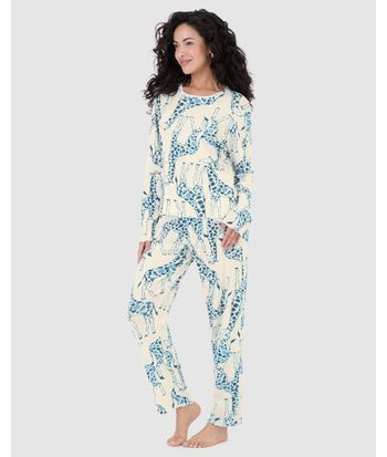 Pijama Feminino Blusa E Calça Estampada Em Malha Jacquard