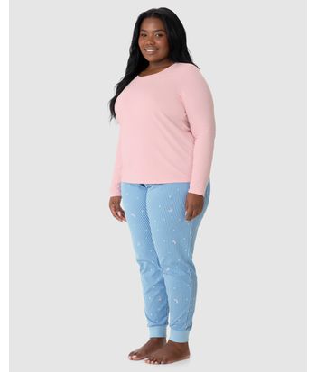 Pijama Feminino Plus Size Calça Estampada Em Algodão