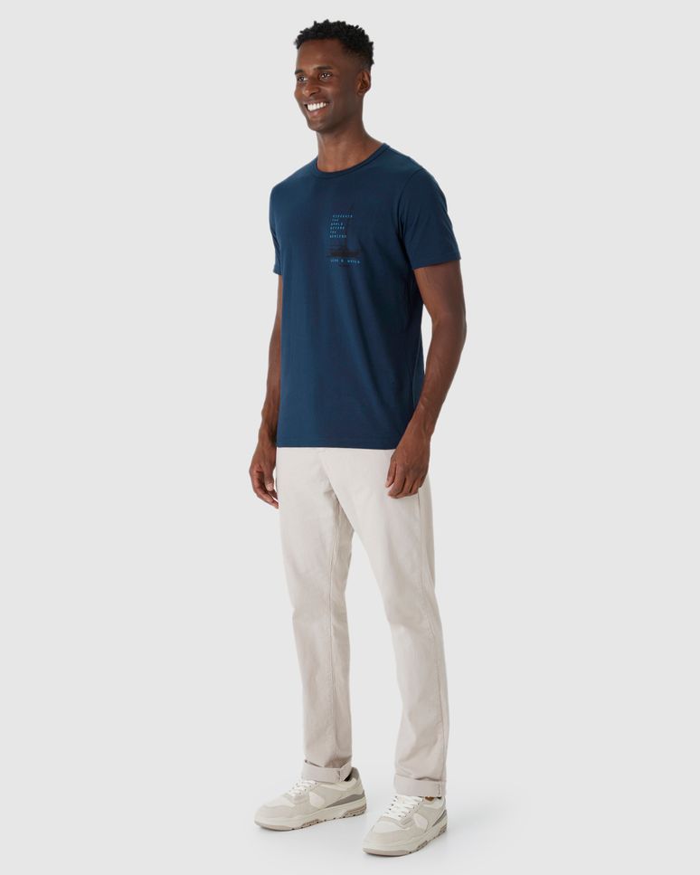 Camiseta Masculina Manga Curta Com Estampa Em Algodão