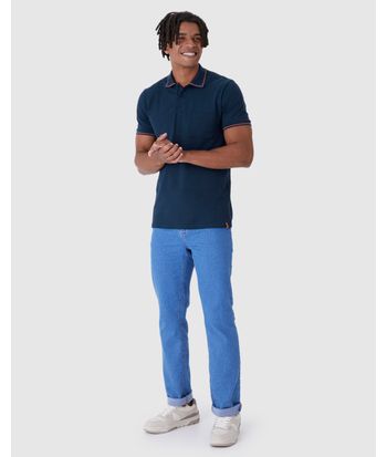 Camisa Polo Masculina Slim Bolso Funcional Em Piquet Stretch