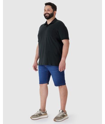 Camisa Polo Masculina Plus Size Com Bolso Funcional Em Algodão