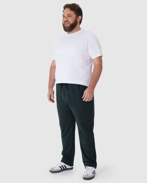 Calça Masculina Plus Size Reta Em Moletom Flanelado