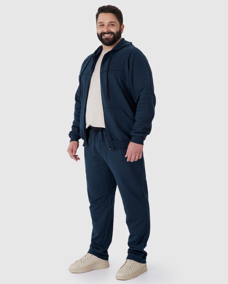 Calça Masculina Plus Size Reta Em Moletom Flanelado