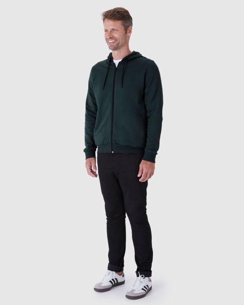 Jaqueta Masculina Com Capuz Bolso Lateral Em Moletom Flanelado