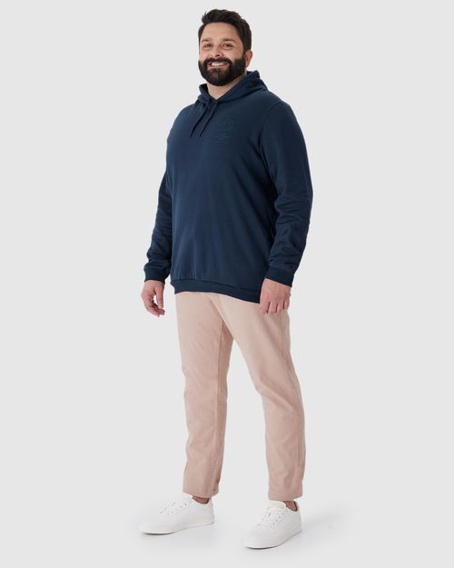 Blusão Masculino Plus Size Capuz E Estampa Frontal Em Moletom Flanelado