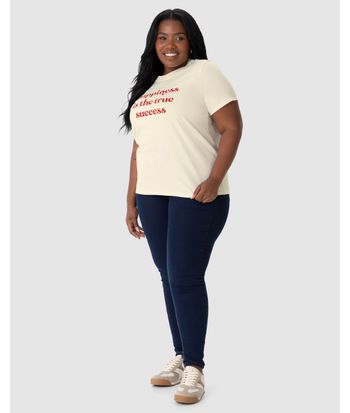 Camiseta Feminina Plus Size Happiness Is The True Success Em Algodão