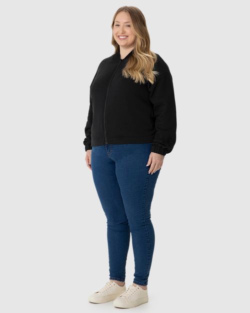 Jaqueta Bomber Feminina Plus Size Em Moletom Comfy Flanelado