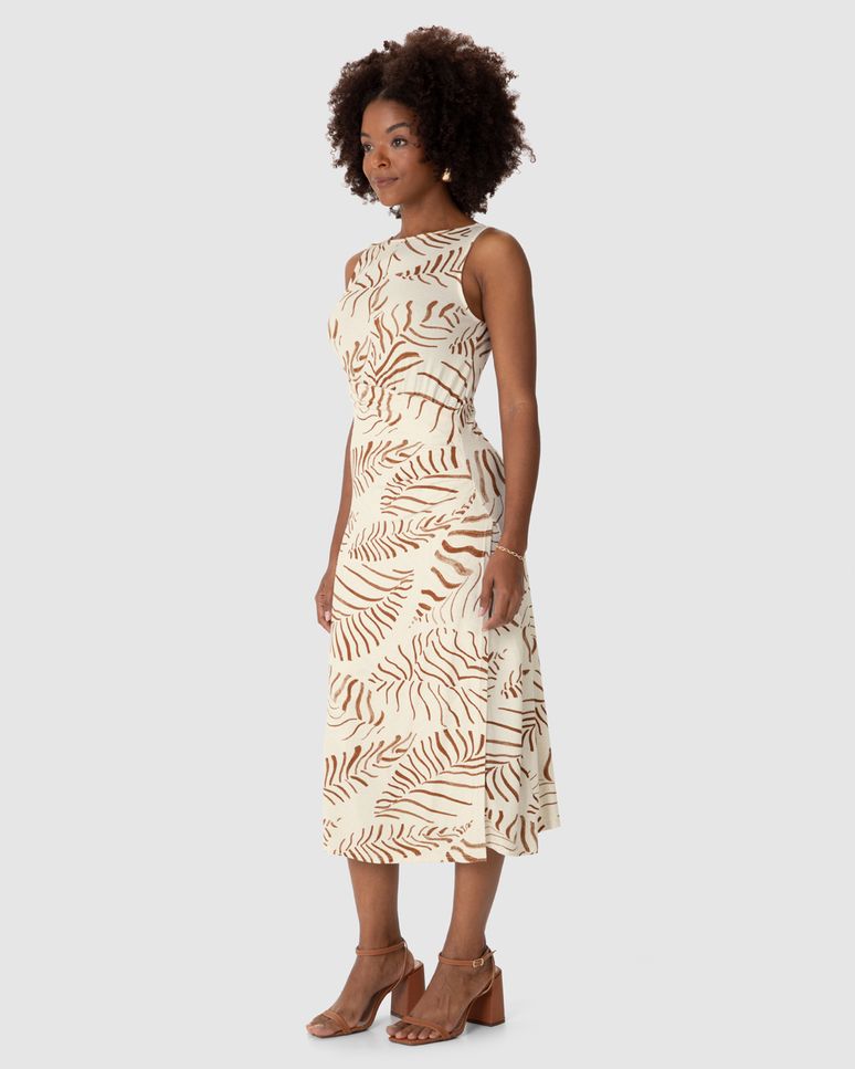 Vestido Midi Feminino Pregas Laterais Em Malha Viscolinho Stretch