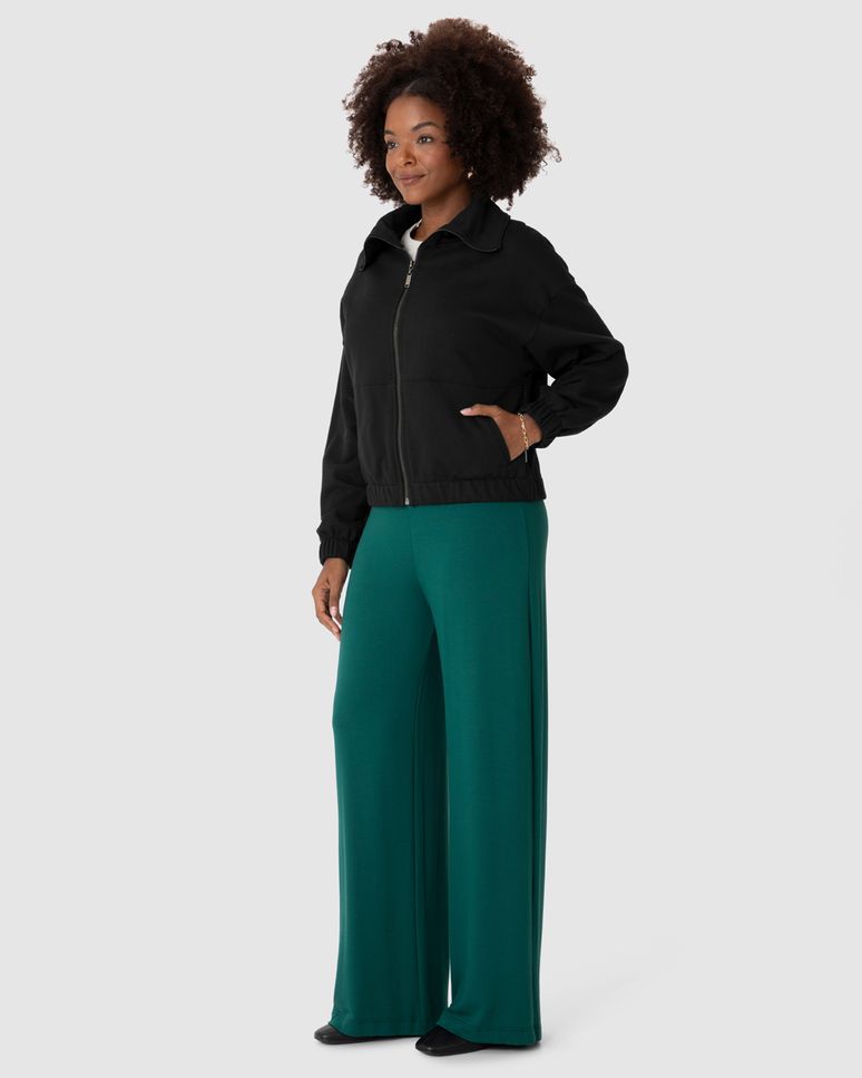 Jaqueta Feminina Bomber Gola Diferenciada Em Moletom Flanelado