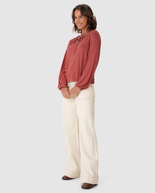 Blusa Feminina Amarração No Decote Em Malha Viscolinho Stretch