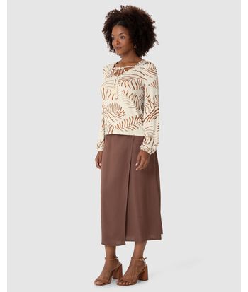 Blusa Feminina Amarração No Decote Em Malha Viscolinho Stretch