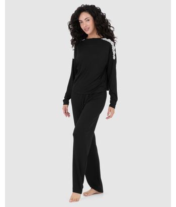 Pijama Feminino Blusa Ombro Com Detalhe Renda Em Viscose Stretch
