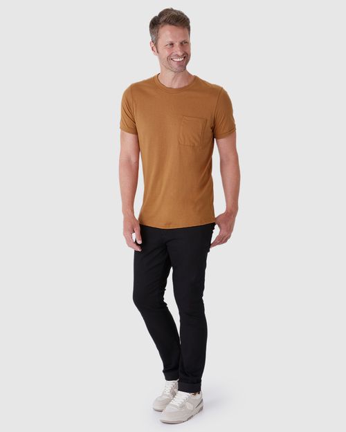 Camiseta Abraço Masculina Bolso Frontal Em Malha Comfy Touch