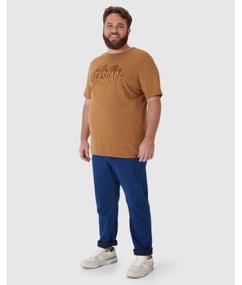 Camiseta Masculina Plus Size Cityscape Em Malha Algodão Comfy
