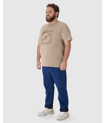 Camiseta Masculina Plus Size Manga Curta Estampa Frontal Em Algodão
