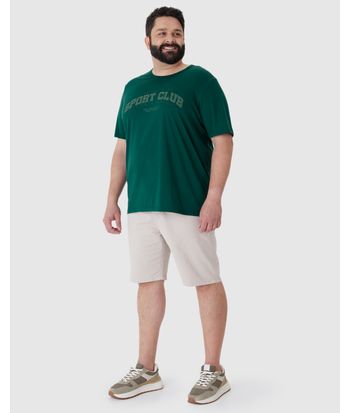 Camiseta Masculina Plus Size Manga Curta Estampa Frontal Em Algodão