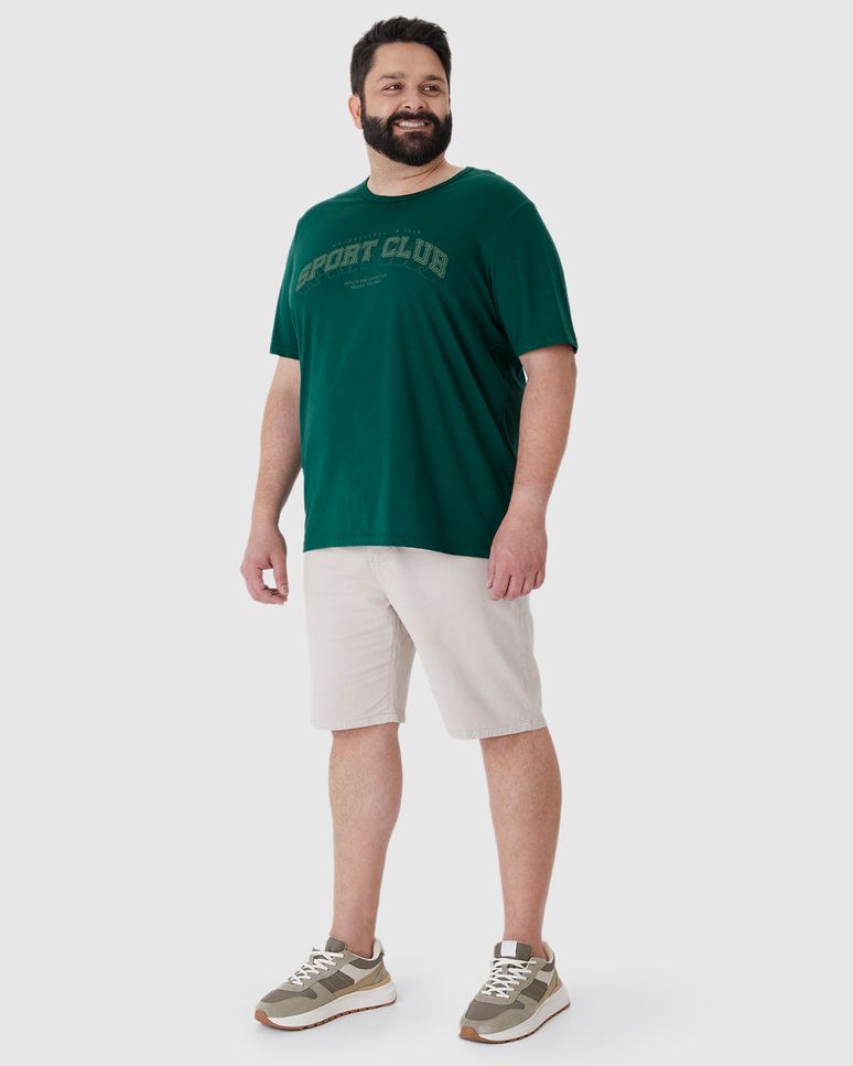 Camiseta Masculina Plus Size Manga Curta Estampa Frontal Em Algodão
