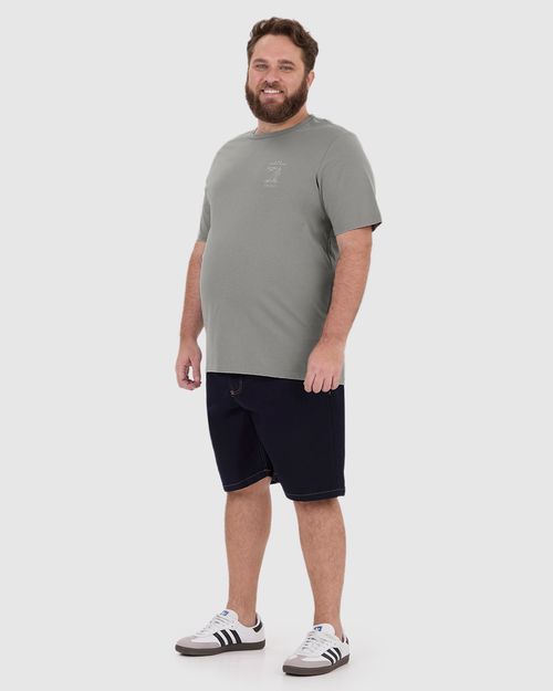 Camiseta Masculina Plus Size Manga Curta Estampa Frontal Em Algodão