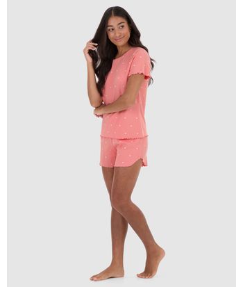 Pijama Feminino Blusa E Shorts Estampado Em Ribana