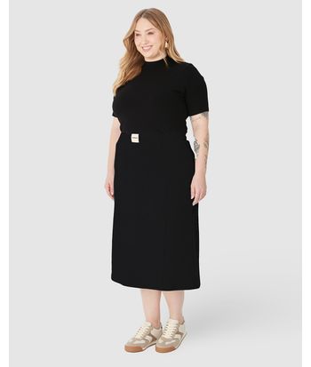 Saia Midi Feminina Plus Size Reta Em Moletom Comfy Flanelado