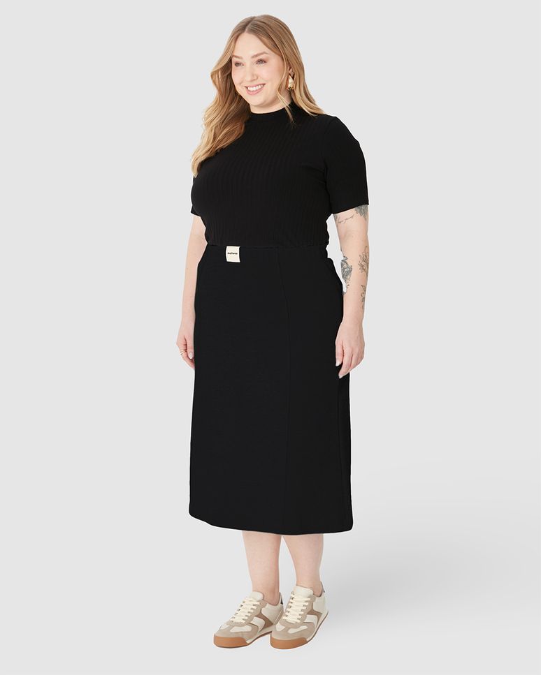 Saia Midi Feminina Plus Size Reta Em Moletom Comfy Flanelado