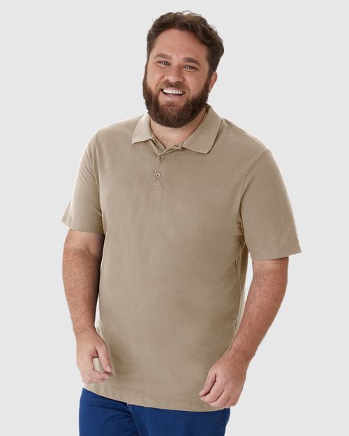 Camisa Polo Básica Masculina Plus Size Em Piquet Stretch