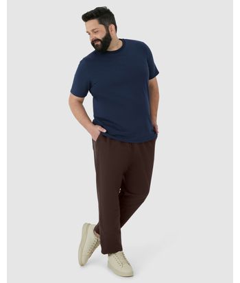 Calça Básica Masculina Plus Size Em Moletom Flanelado