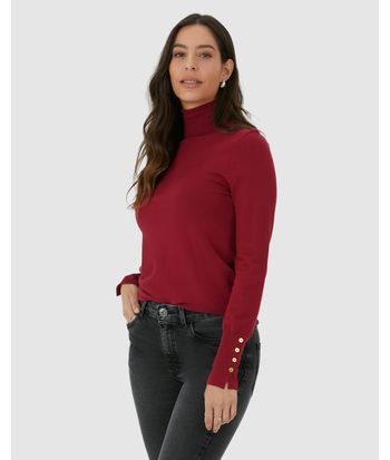 Suéter Feminino Punho Com Botões Em Tricô