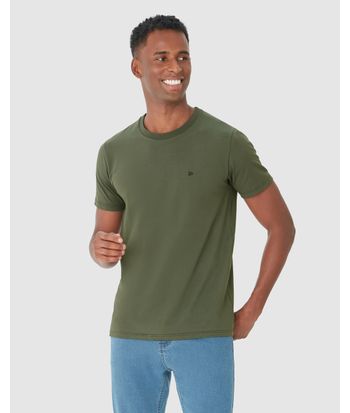 Camiseta Básica Masculina Bordado Peitoral Em Algodão