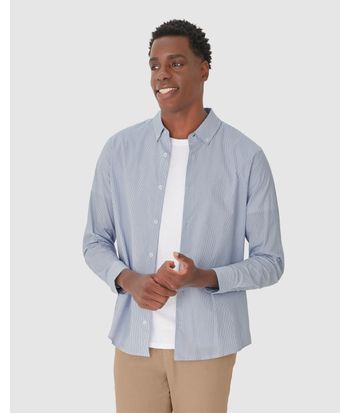 Camisa Masculina Regular Manga Longa Botões Frontais Em Tricoline