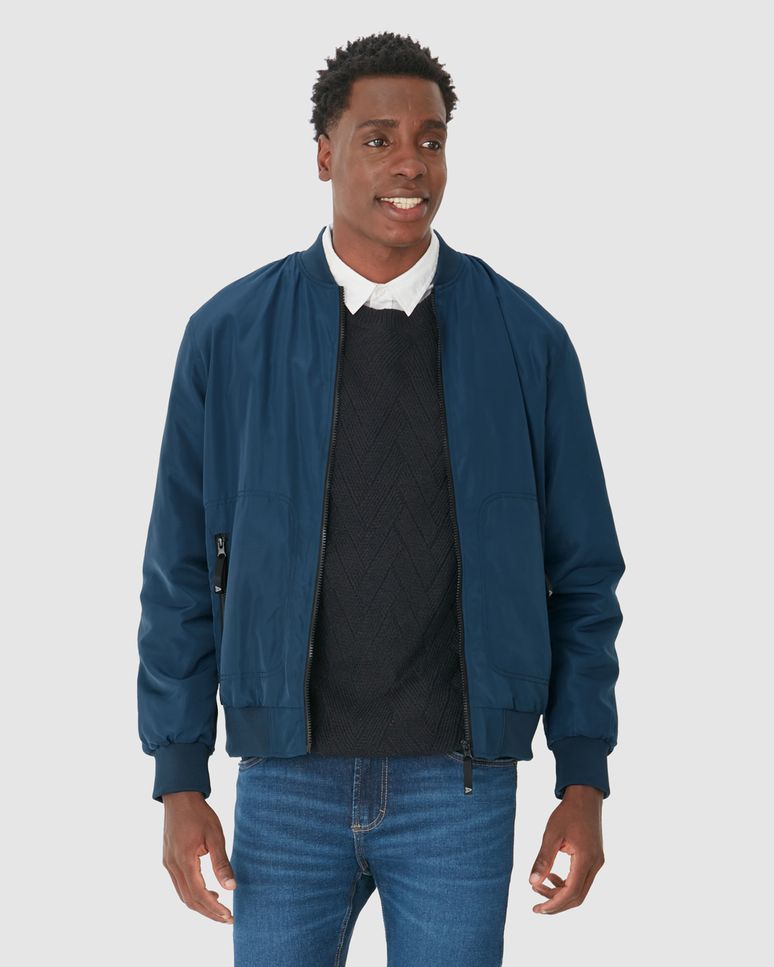 Jaqueta Masculina Bomber Abertura Zíper Em Poliamida