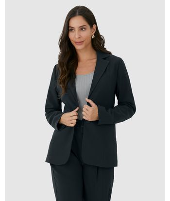 Blazer Feminino Alongado Em Tecido Viscose Com Elastano