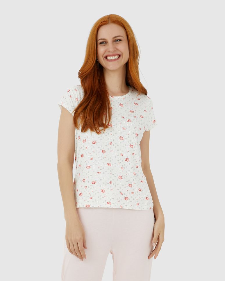 Blusa Feminina De Pijama Estampada Em Malha Viscose Stretch